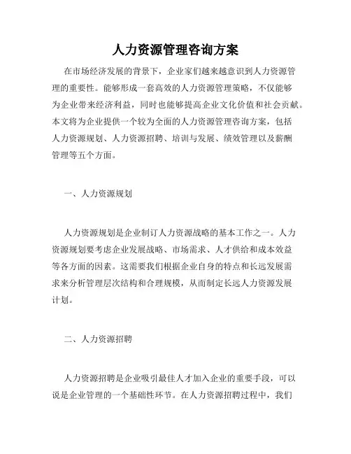 人力资源管理咨询方案