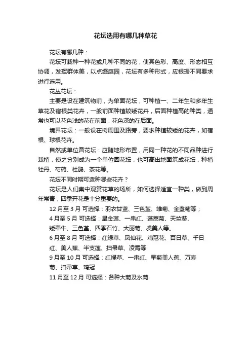 花坛选用有哪几种草花