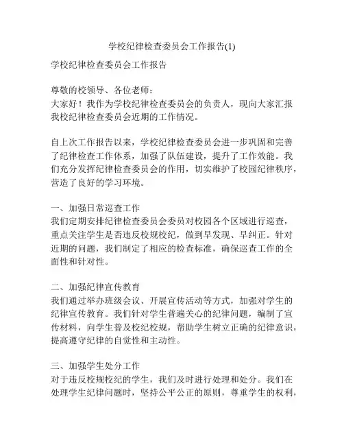 学校纪律检查委员会工作报告(1)