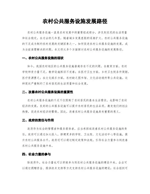农村公共服务设施发展路径