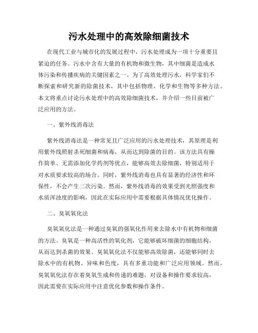 污水处理中的高效除细菌技术