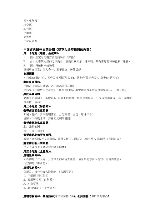 中国园林史复习重点