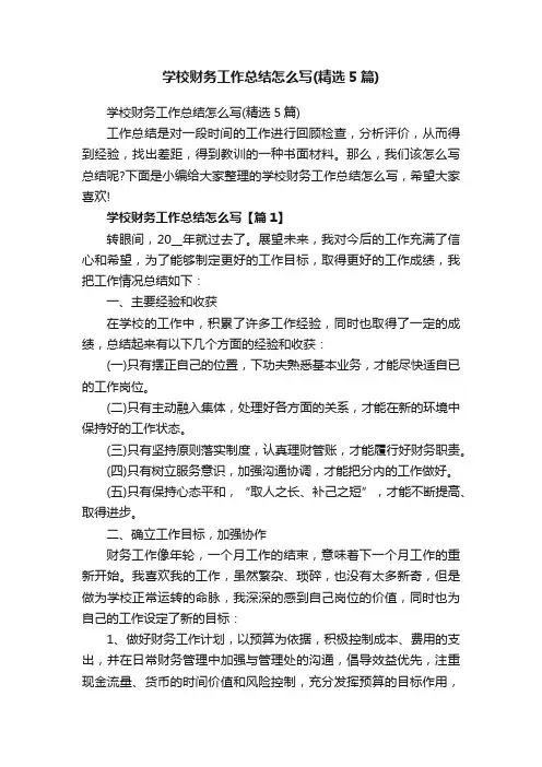 学校财务工作总结怎么写（精选5篇）