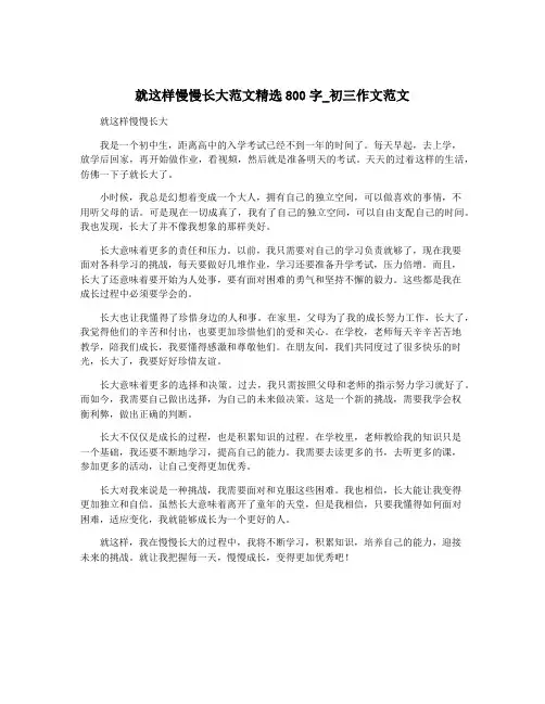 就这样慢慢长大范文精选800字_初三作文范文