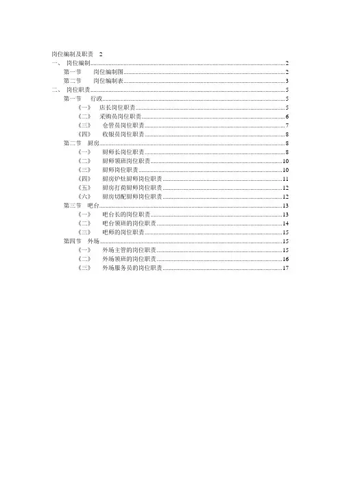 岗位编制及职责