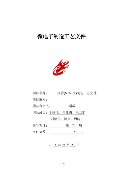 微电子工艺作业指导书样板