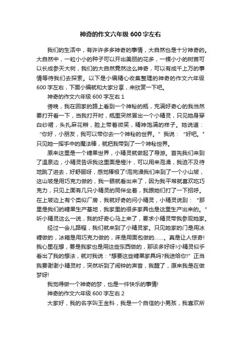 神奇的作文六年级600字左右