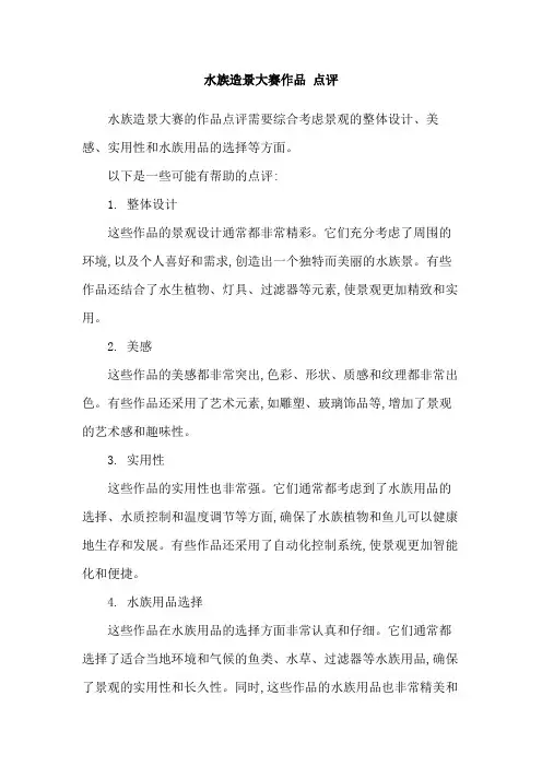 水族造景大赛作品 点评