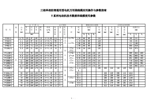 Y系列电动机技术数据和线模使用参数92631