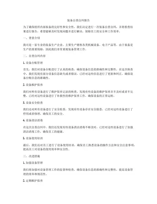 装备自查自纠报告