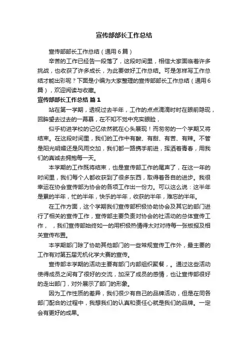 宣传部部长工作总结