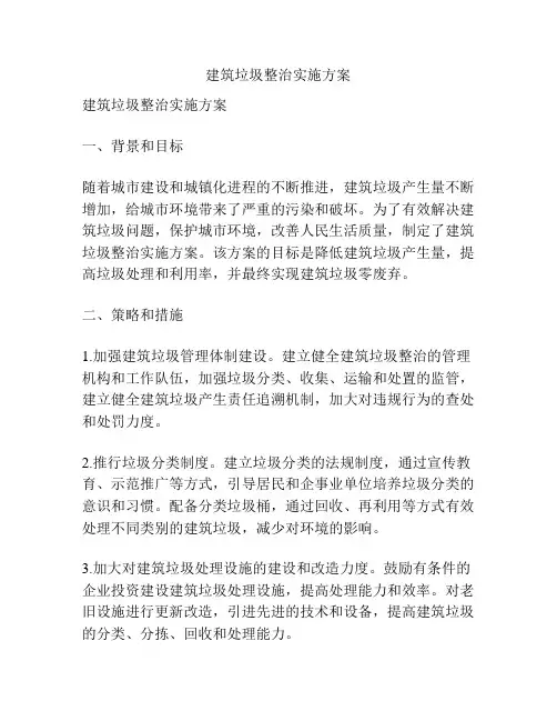 建筑垃圾整治实施方案