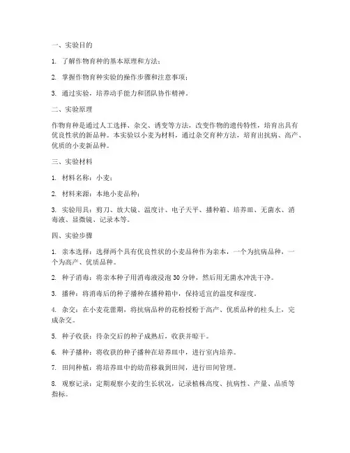 作物育种实验报告范文