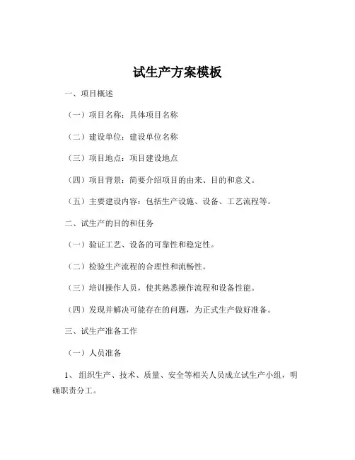 试生产方案模板