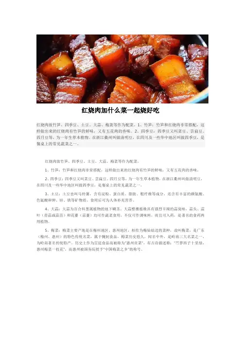 红烧肉加什么菜一起烧好吃