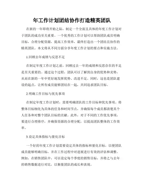 年工作计划团结协作打造精英团队