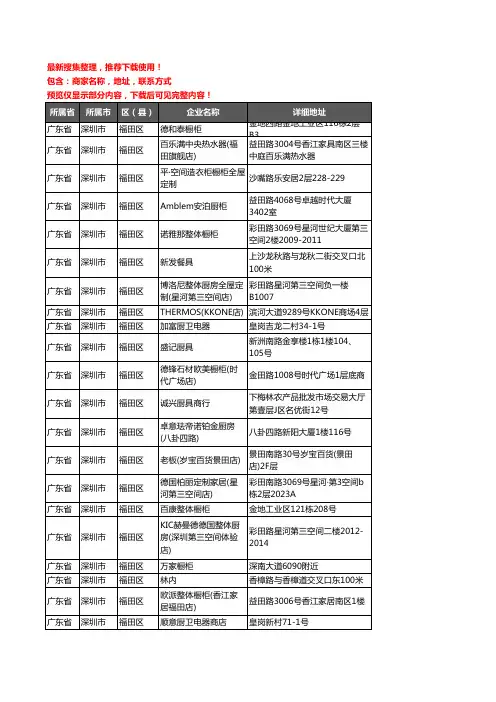 新版广东省深圳市福田区厨卫电器企业公司商家户名录单联系方式地址大全83家