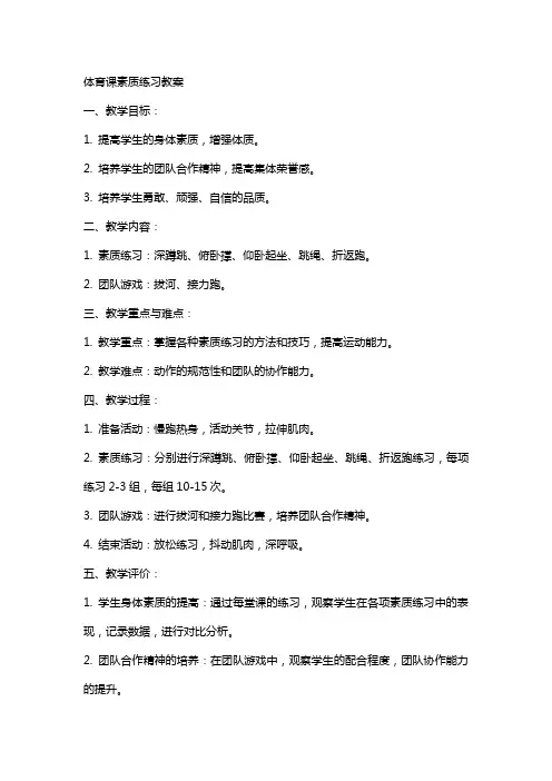 体育课素质练习教案