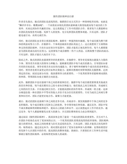 狼性团队精神读后感