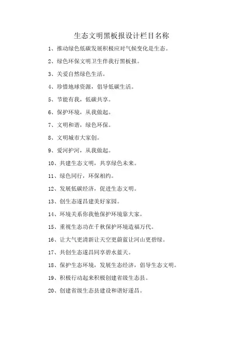 生态文明黑板报设计栏目名称