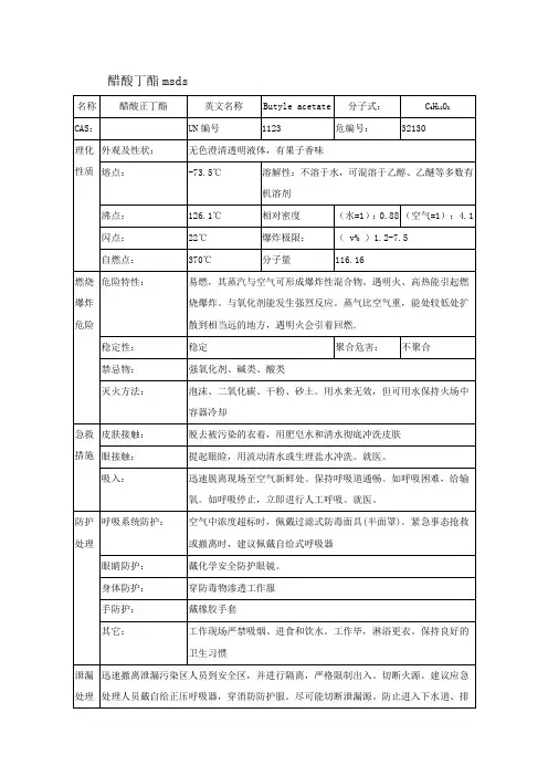 醋酸丁酯msds