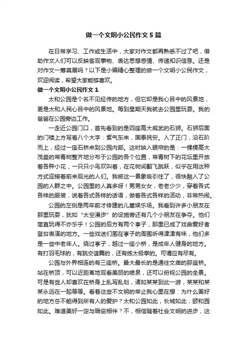 做一个文明小公民作文5篇