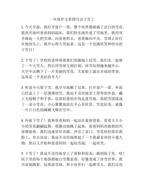 一年级作文看图写话下雪了