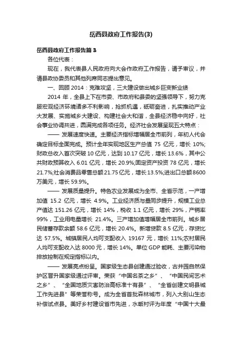 岳西县政府工作报告（3）