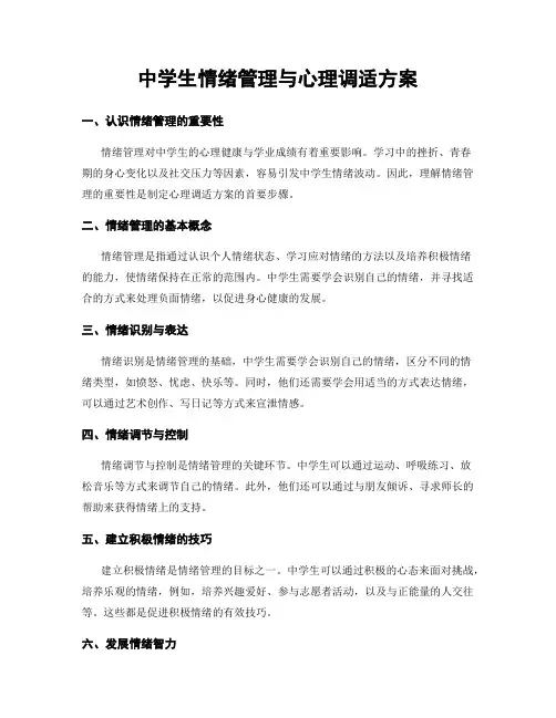 中学生情绪管理与心理调适方案