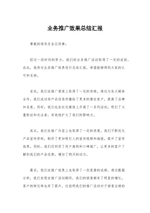业务推广效果总结汇报