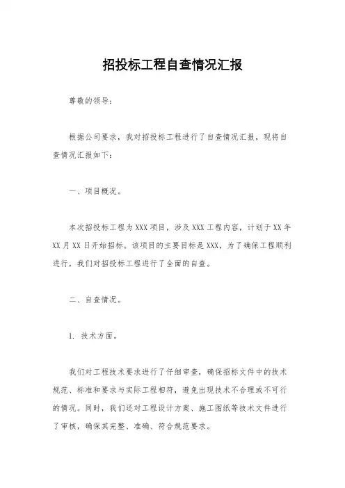 招投标工程自查情况汇报