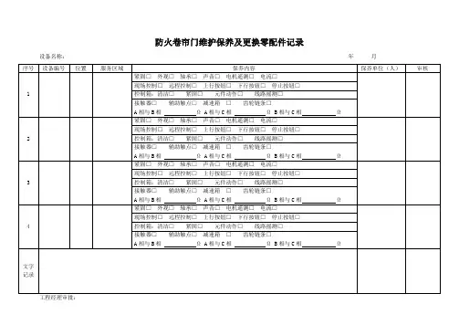 防火卷帘门维护保养及更换零配件记录