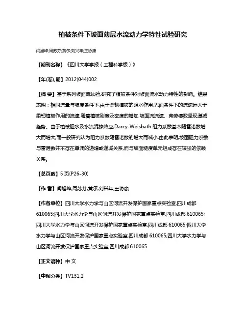 植被条件下坡面薄层水流动力学特性试验研究