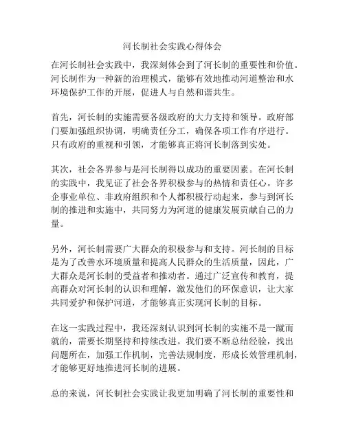 河长制社会实践心得体会