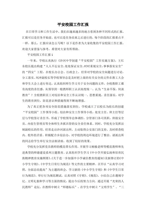 平安校园工作汇报