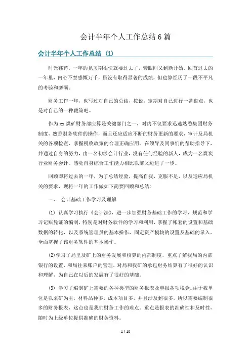 会计半年个人工作总结6篇