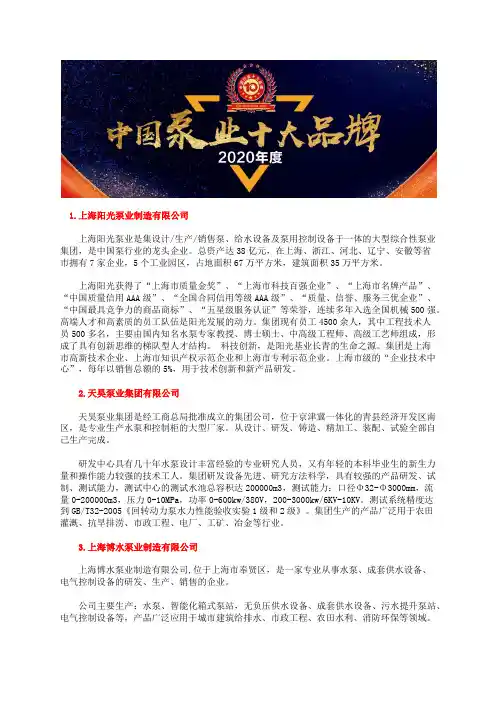 中国泵行业十大转子泵公司品牌总榜厂家
