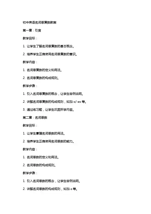 初中英语名词单复数教案