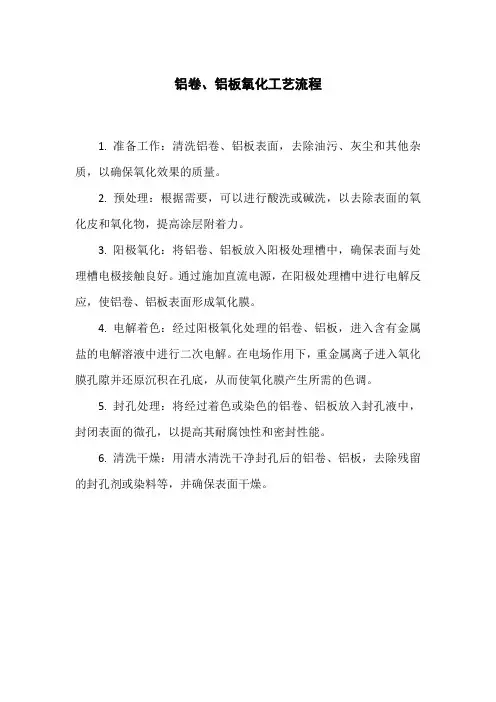 铝卷、铝板氧化工艺流程