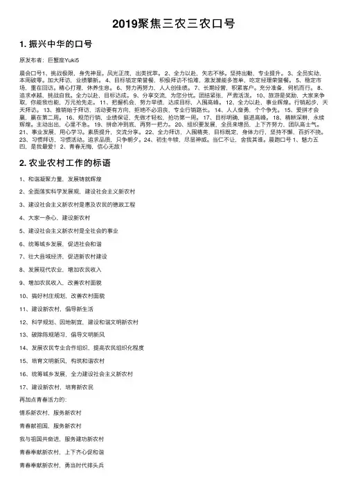 2019聚焦三农三农口号