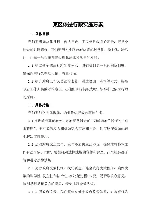某区依法行政实施方案