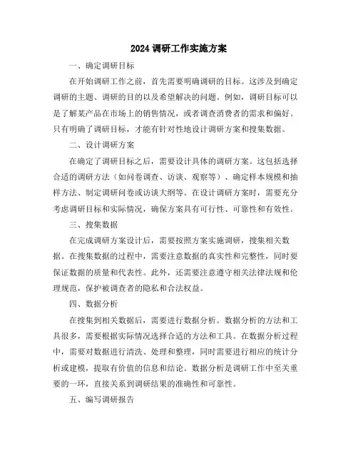 2024调研工作实施方案