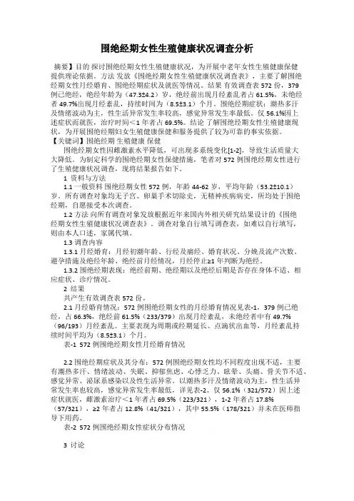 围绝经期女性生殖健康状况调查分析