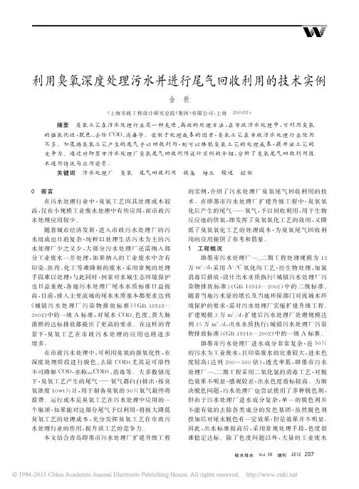 利用臭氧深度处理污水并进行尾气回收利用的技术实例