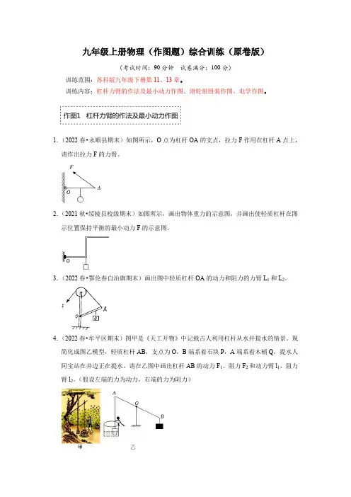 【期末复习】2022-2023学年初三物理上册综合训练(作图题)