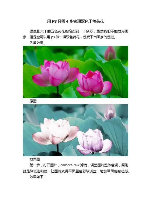 用PS只需4步实现双色工笔荷花