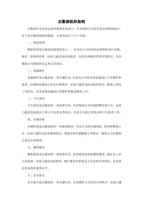 后勤部组织架构