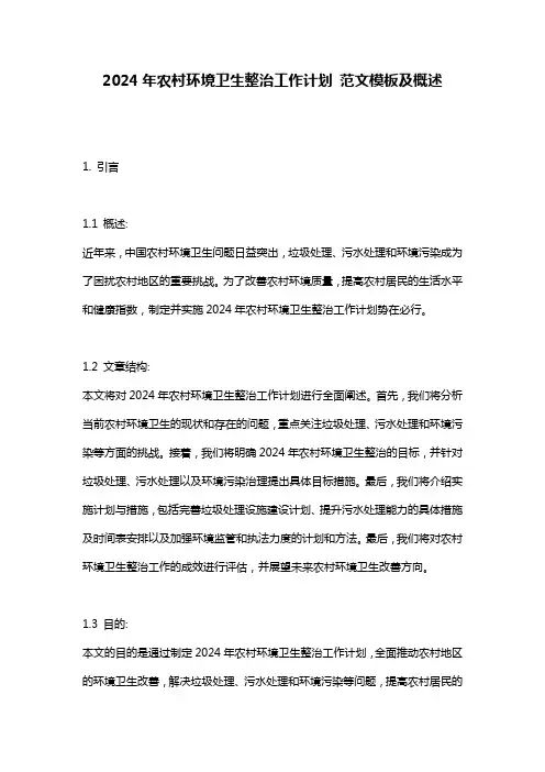 2024年农村环境卫生整治工作计划_范文模板及概述
