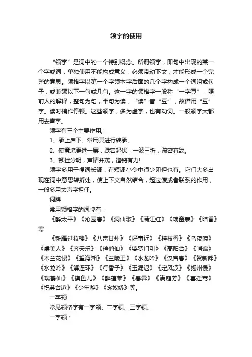 领字的使用