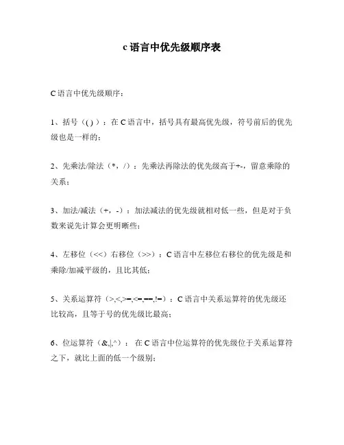 c语言中优先级顺序表